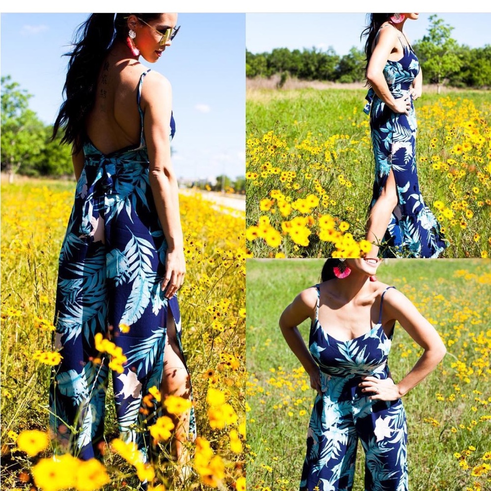 Palm print jumpsuit